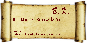 Birkholz Kurszán névjegykártya